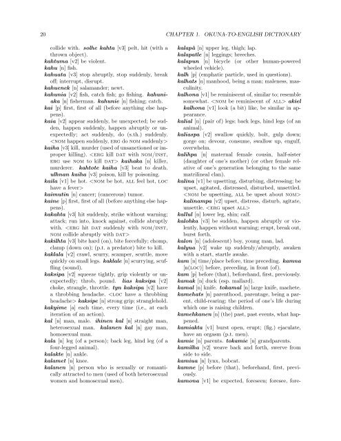 The Okuna Lexicon (Okuna to English) (version 2)