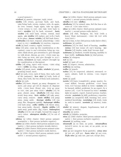 The Okuna Lexicon (Okuna to English) (version 2)