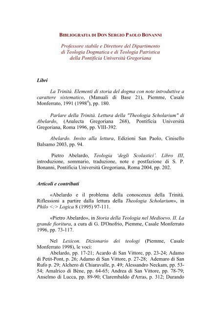 Sergio Paolo Bonanni ALMO COLLEGIO CAPRANICA