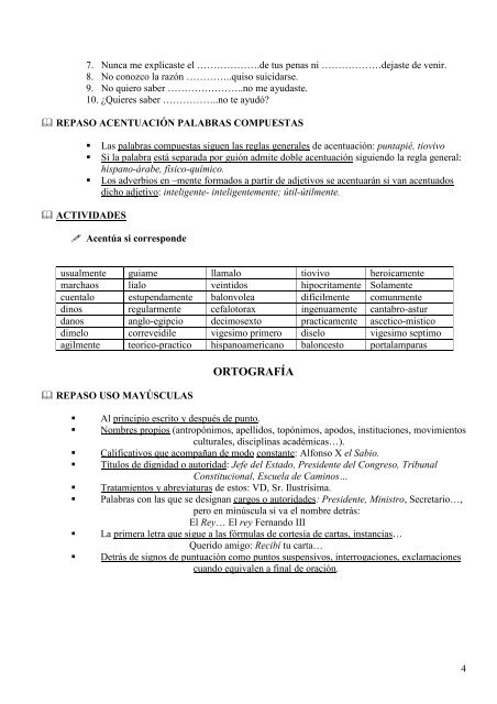 REPASO EJERCICIOS ACENTUACIÓN DIACRÍTICA