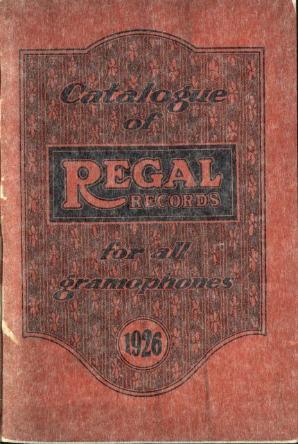 Catalogue of Regal Records 1926 - British Library - Sounds