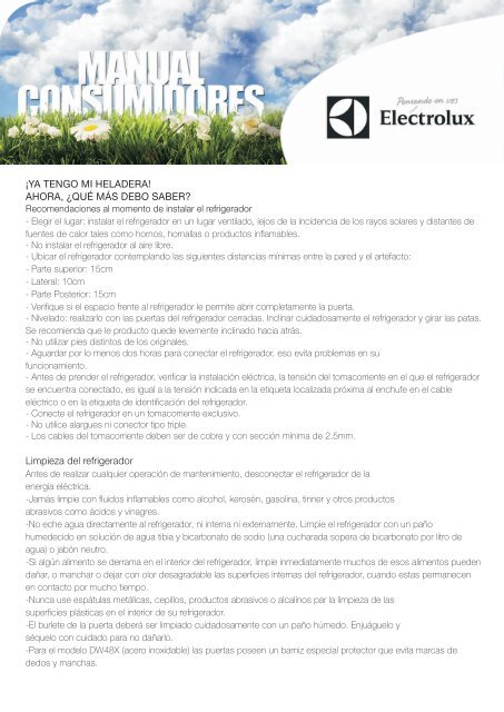 manual consumidor HELADERAS - Electrolux