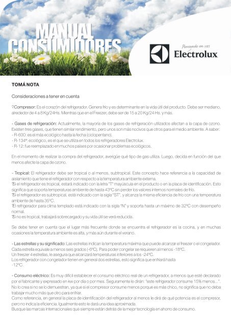 manual consumidor HELADERAS - Electrolux