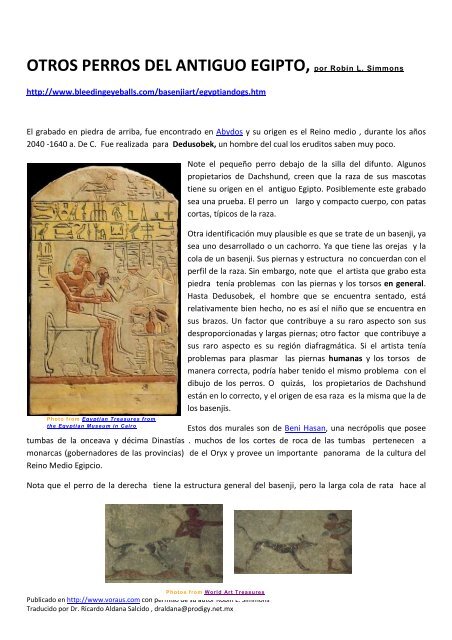 Ver Articulo: Otros Perros del Antiguo Egipto - Voraus