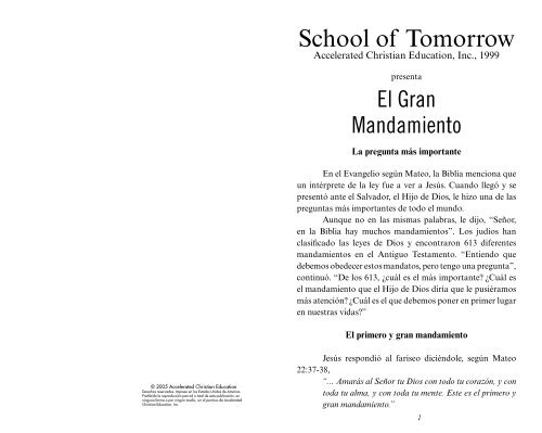 El Gran Mandamiento - Accelerated Christian Education