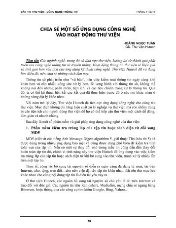 Chia sẻ một số ứng dụng công nghệ vào hoạt động thư viện