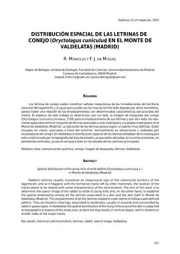 DISTRIBUCIÓN ESPACIAL DE LAS LETRINAS DE CONEJO - secem