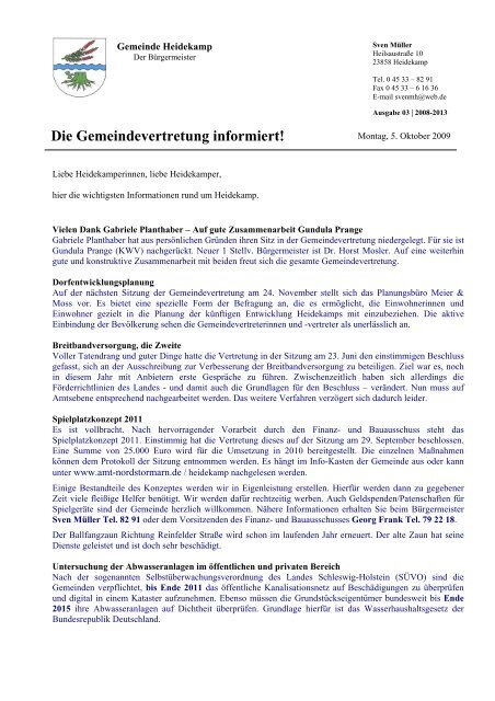 Die Gemeindevertretung informiert! - Amt Nordstormarn