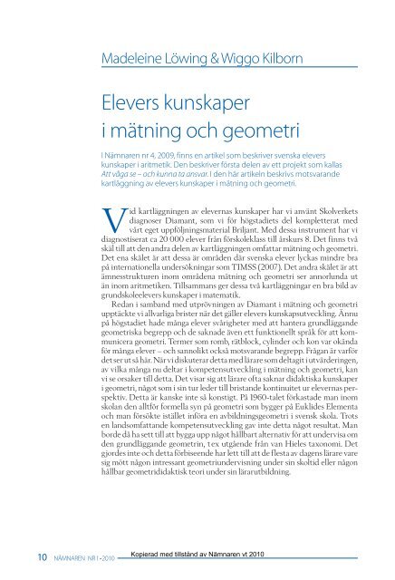Elevers kunskaper i mätning och geometri - Göteborgs universitet