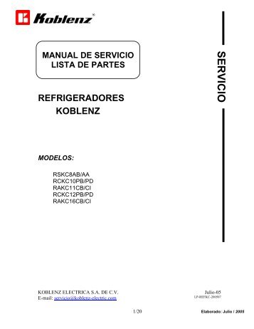 manual de servicio_refrigeradores_koblenz - Talleres de Servicio ...