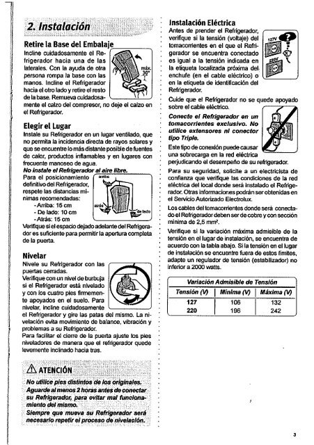 Page 1 Refrigerador DC41 /DC W41 /DC41P Page 2 . vación del ...