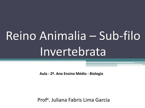 Reino Animalia – Sub-filo Invertebrata