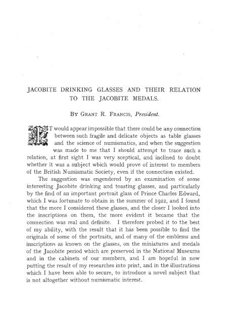 JACOBITE DRINKING GLASSES AND THEIR RELATION TO THE ...