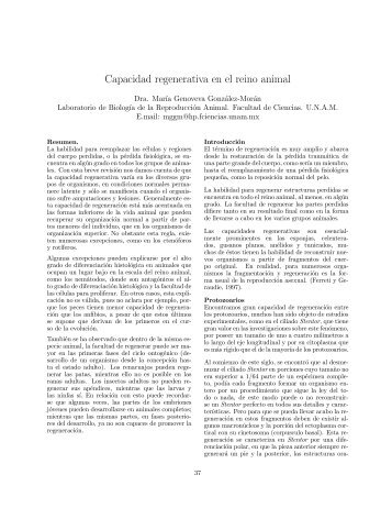 Capacidad regenerativa en el reino animal - Uam