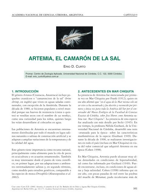 Artemia, el camarón de la sal - Promar