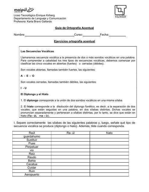 Guia ortografia acentual octavos.pdf - Liceo Tecnológico Enrique ...