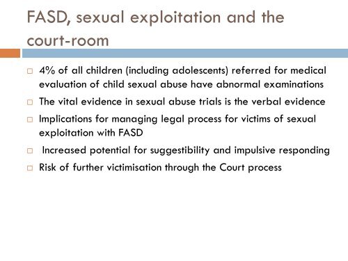 Sexual Exploitation of Young People with FASD - UBC ...