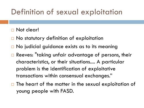 Sexual Exploitation of Young People with FASD - UBC ...