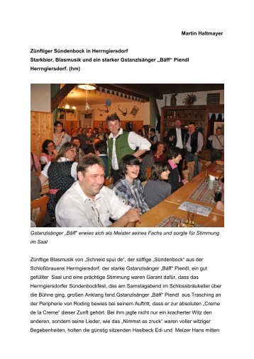 Mit Gstanzl'n die Besucher aufs Korn genommen - Schlossbrauerei ...