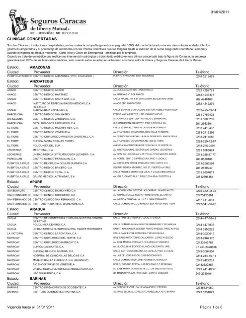 CLINICAS CONCERTADAS - Federación Venezolana de Maestros