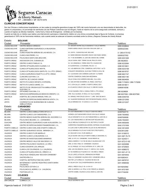 CLINICAS CONCERTADAS - Federación Venezolana de Maestros