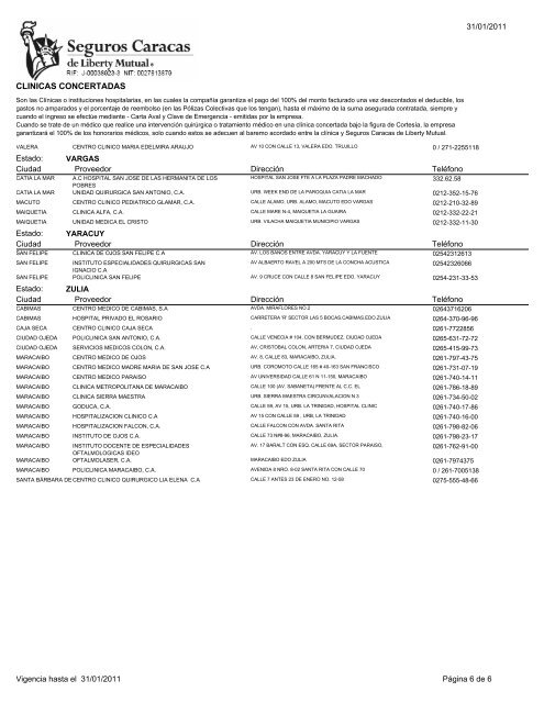 CLINICAS CONCERTADAS - Federación Venezolana de Maestros