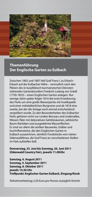 Veranstaltungsprogramm 2011 - Schloß Erbach