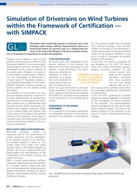 Simulation of Drivetrains on Wind Turbines within the ... - SimPack