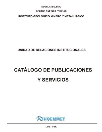 CATÁLOGO DE PUBLICACIONES Y SERVICIOS - Ingemmet