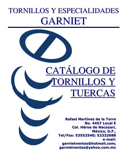 Catálogo - Tornillos y Especialidades GARNIET