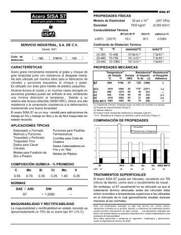 Acero SISA S7 AISI S7 Tool Steel