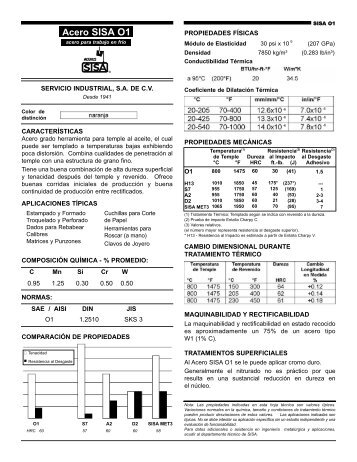 Acero SISA O1 AISI O1 Tool Steel