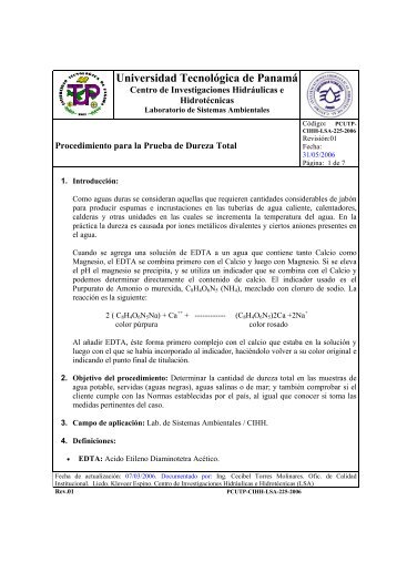 Procedimiento para la Prueba de Dureza Total - Universidad ...