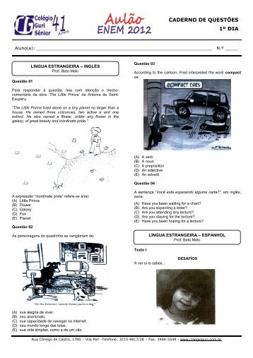 CADERNO DE QUESTÕES 1º DIA - Colegio Guri