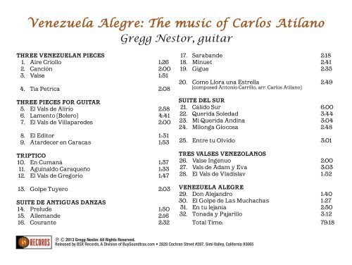 Download Venezuela Alegre CD Full-Color Digital Booklet (PDF)