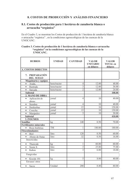 producción orgánica de cultivos andinos - Mountain Partnership