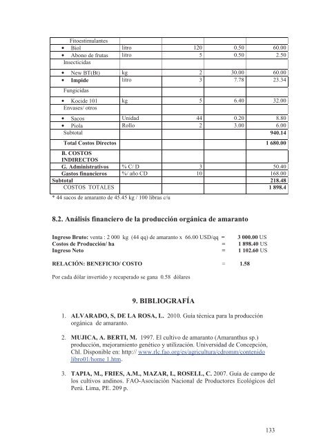 producción orgánica de cultivos andinos - Mountain Partnership