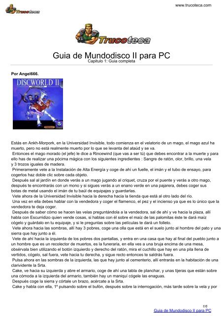 Guia de MUNDODISCO II para PC - Trucoteca.com