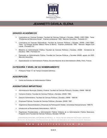 jeannetti dávila, elena - Facultad de Ciencias Políticas y Sociales ...