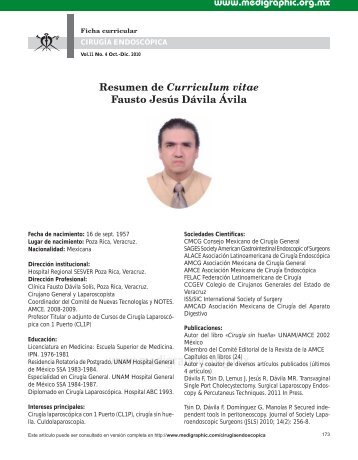 Resumen de Curriculum vitae Fausto Jesús Dávila ... - edigraphic.com