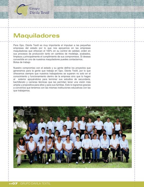 Quienes Somos - Grupo Dávila Textil