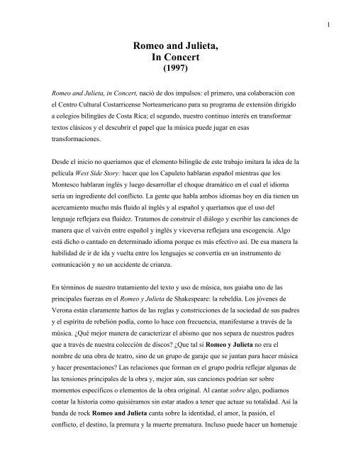 Romeo Julieta In Concert Pdf Abya Yala