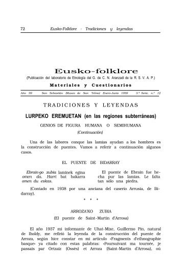 Eusko-Folklore. Materiales y Cuestionarios - Aranzadi