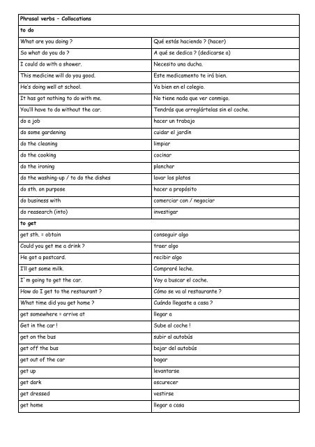 ENL Vocabulário Visual  Guia Para Phrasal Verbs: Tome Cuidado