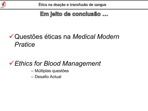 Ética na doação e transfusão de sangue - aefml