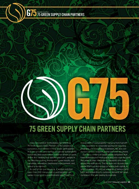 75 GREEN SUPPLY CHAIN PARTNERS