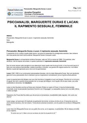 psicoanalisi, marguerite duras e lacan: il rapimento ... - HumanTrainer