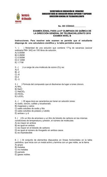 No. DE CÓDIGO__________ EXAMEN ZONAL PARA LA ... - Tebaev