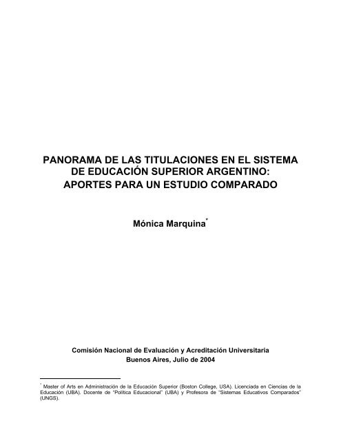 PANORAMA DE LAS TITULACIONES EN EL SISTEMA ... - Coneau