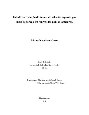 Estudo da remoção de ânions de soluções ... - UFRJ/EQ/TPQB